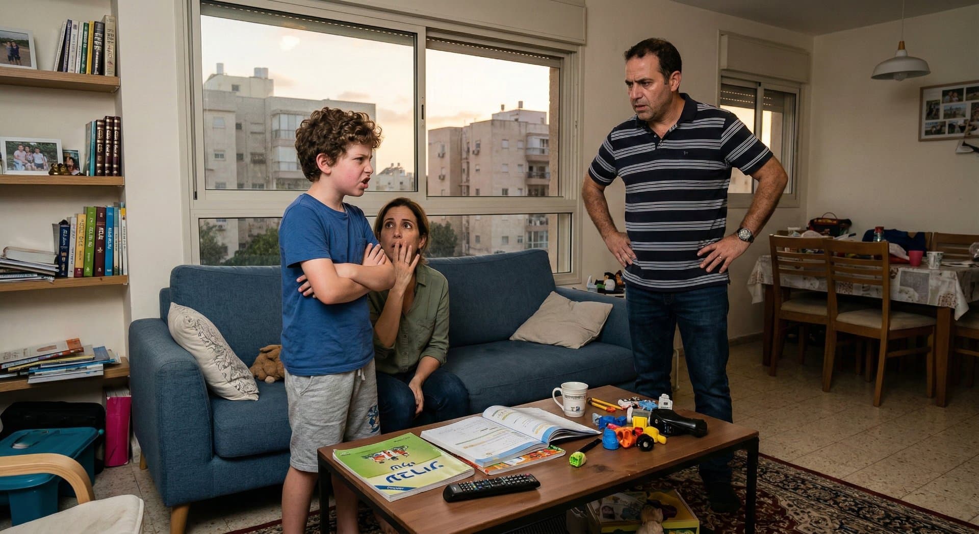 איור עדין של כיסא עץ וחלון שטוף שמש המשרה אווירה של רוגע לאחר סערה