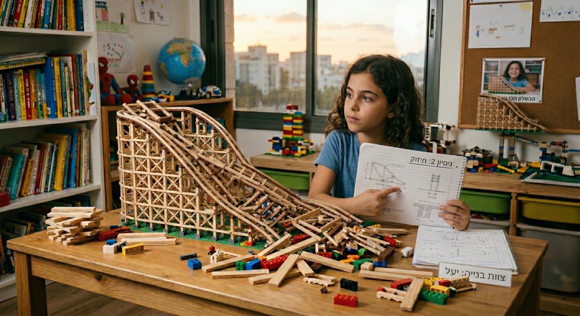 אמא מחבקת ילד מול צעצוע שנשבר, אווירה חמה ותומכת