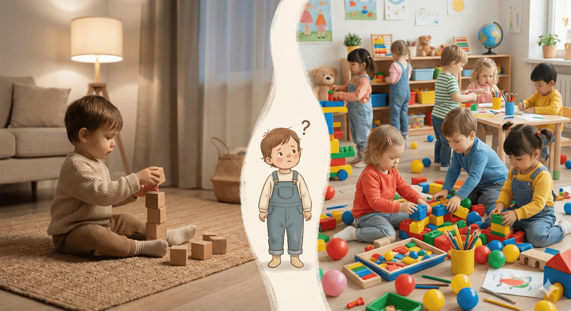 השוואה בין רוגע בבית לכאוס בגן הילדים